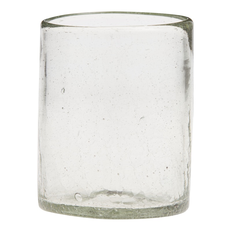 Crackle Handcrafted Recycled Double Old Fashioned Glass Set of 4