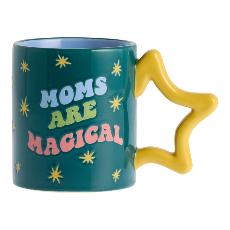 Dark Teal Moms Are Magical Star Handle Ceramic Mug