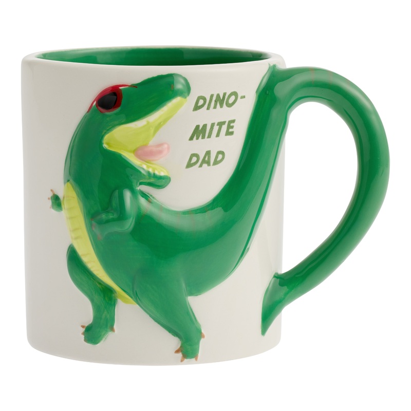 Green Dino-Mite Dad Dinosaur Hand Painted Ceramic Mug