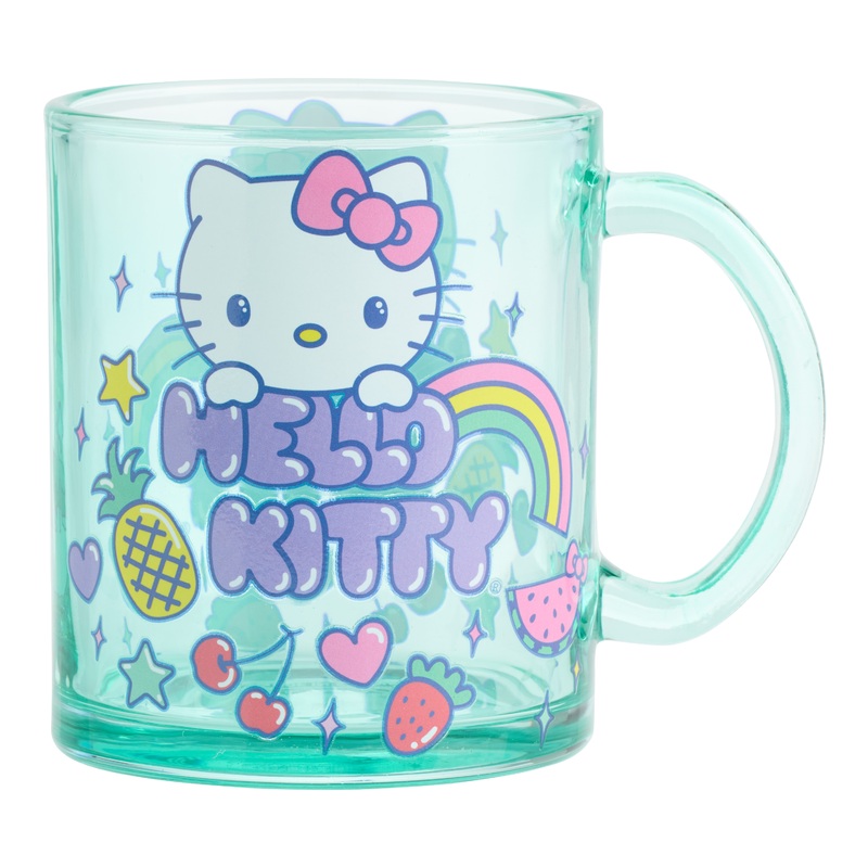 Hello Kitty Green Summer Fruit Glass Mug