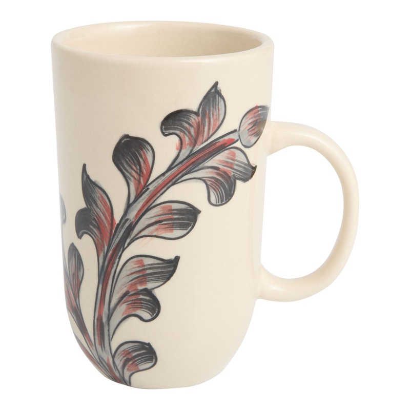 Ivory and Terracotta Botanical Hand Painted Ceramic Mug