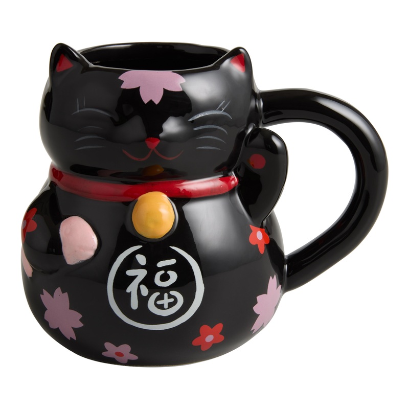Lucky Cat Figural Ceramic Mug