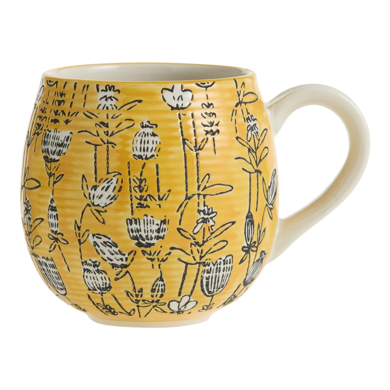 Marigold Floral Hand Painted Ceramic Mug