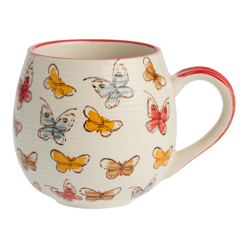 Multicolor Illustrated Butterfly Hand Painted Ceramic Mug