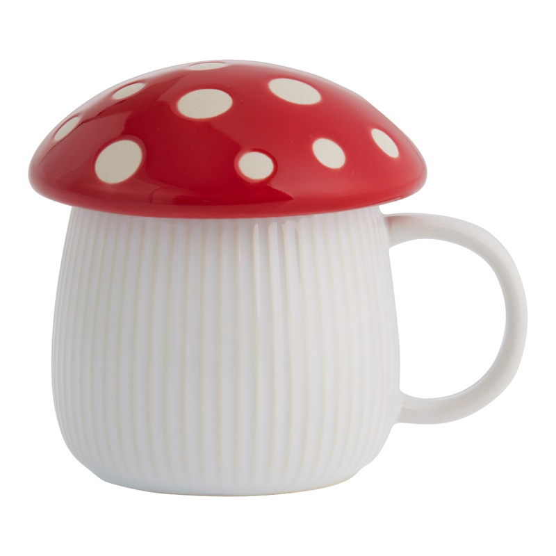 Mushroom Lidded Ceramic Espresso Mug
