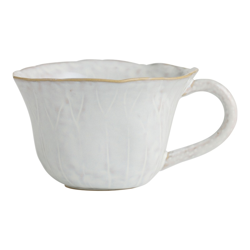 Off White Reactive Glaze Organic Flower Ceramic Mug