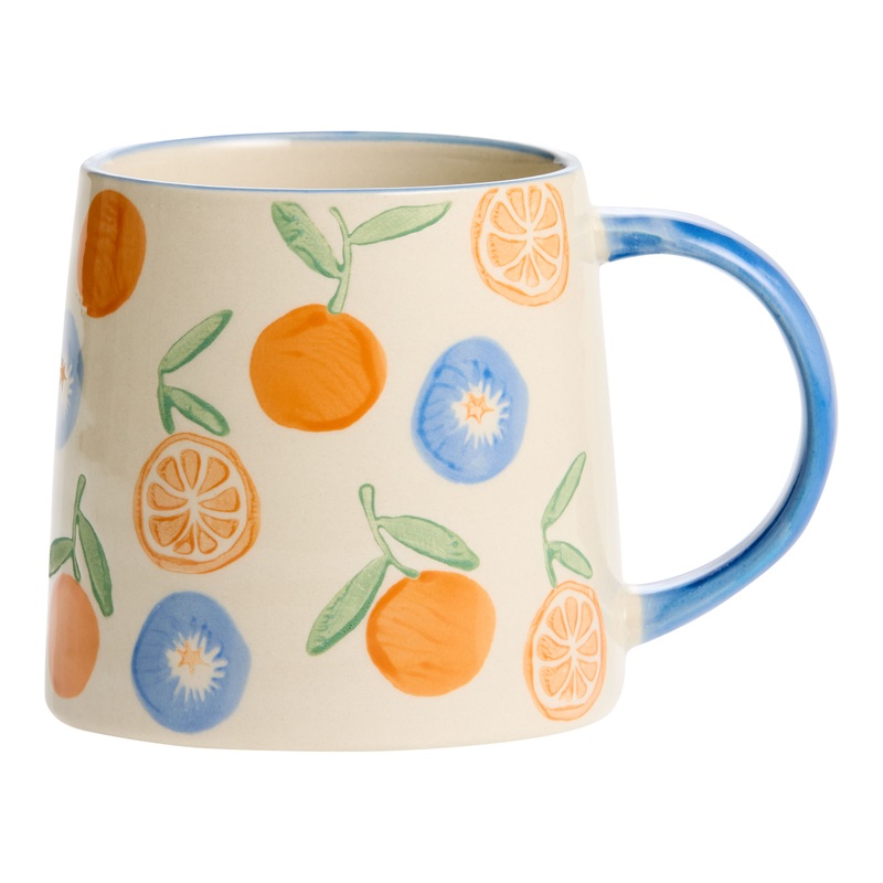 Orange and Blueberry Hand Painted Ceramic Mug