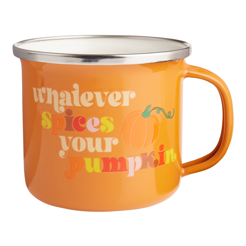 Orange Whatever Spices Your Pumpkin Enamel Steel Mug