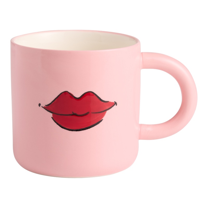Pink and Red Lips Hand Painted Ceramic Mug