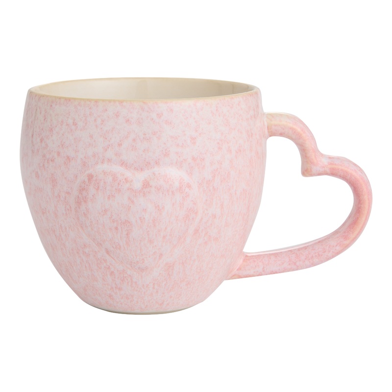 Pink Reactive Glaze Heart Ceramic Mug