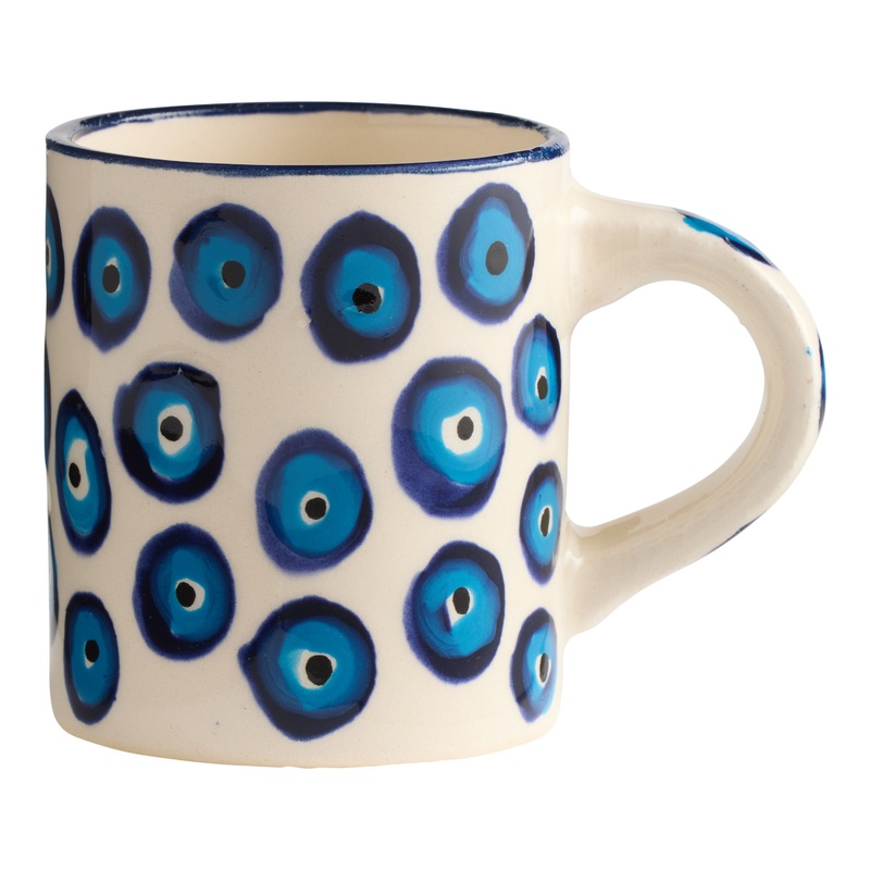 Turkish Artisan Evil Eye Hand Painted Ceramic Espresso Mug