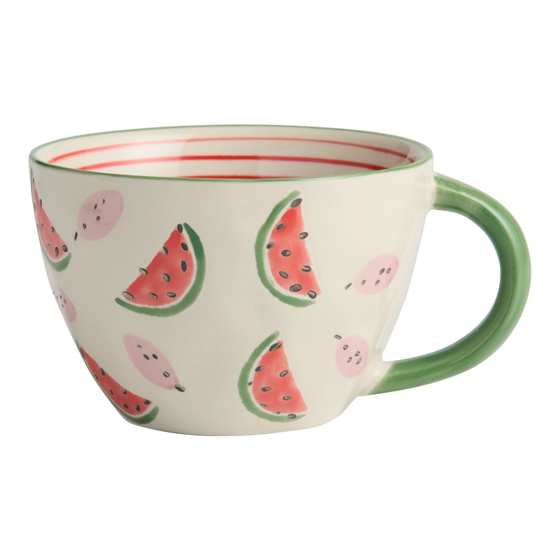 Watermelon and Dragon Fruit Icon Hand Painted Ceramic Mug