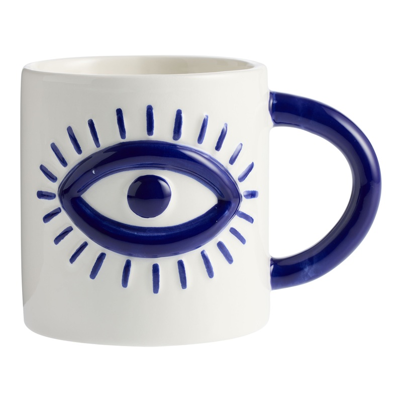 White and Blue Evil Eye Ceramic Mug