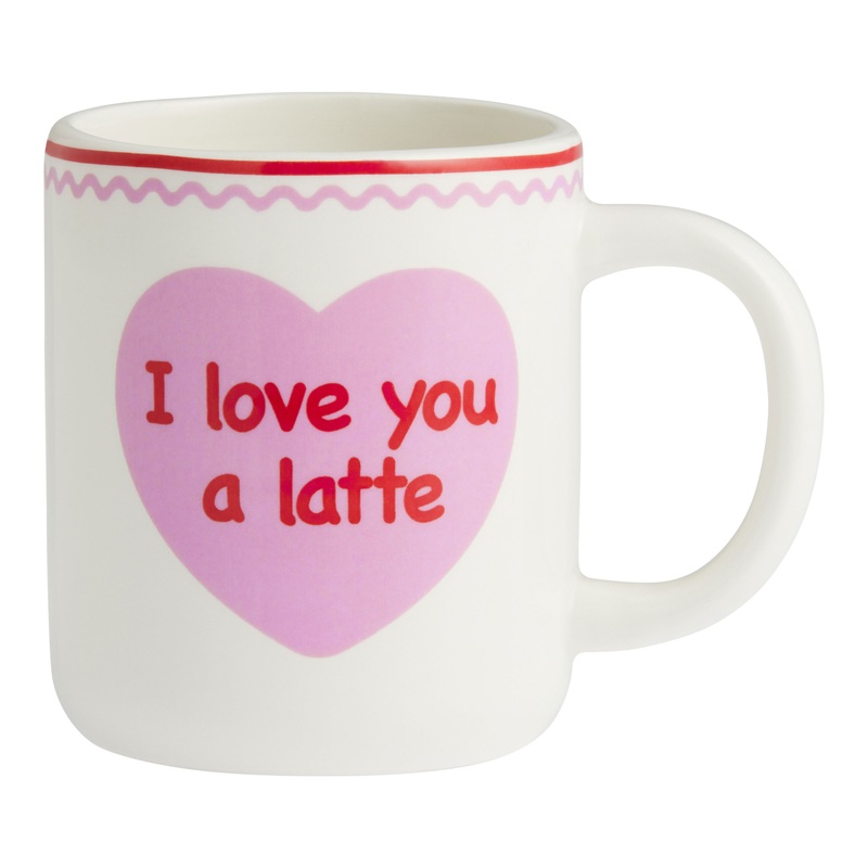 White And Pink I Love You A Latte Ceramic Mug