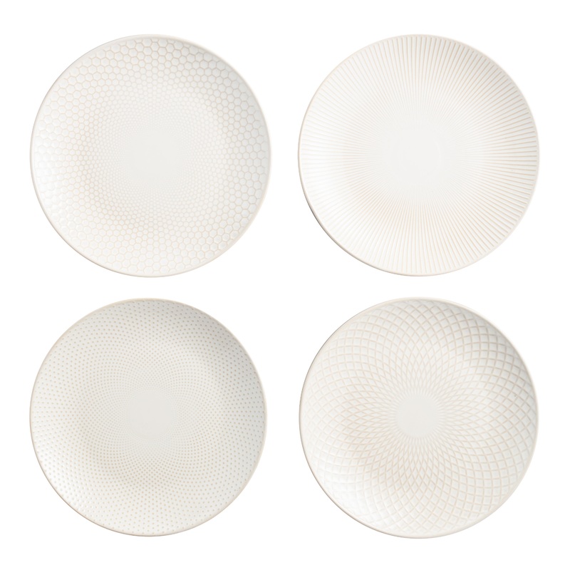 Avery White Textured Dinner Plate Set Of 4