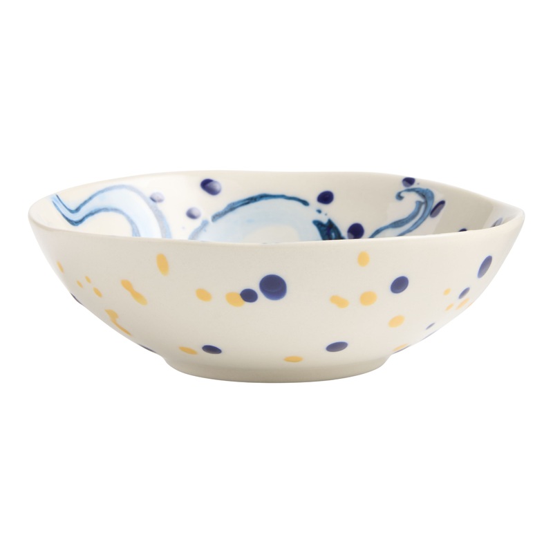 Blue and Tan Octopus Splatter Hand Painted Bowl
