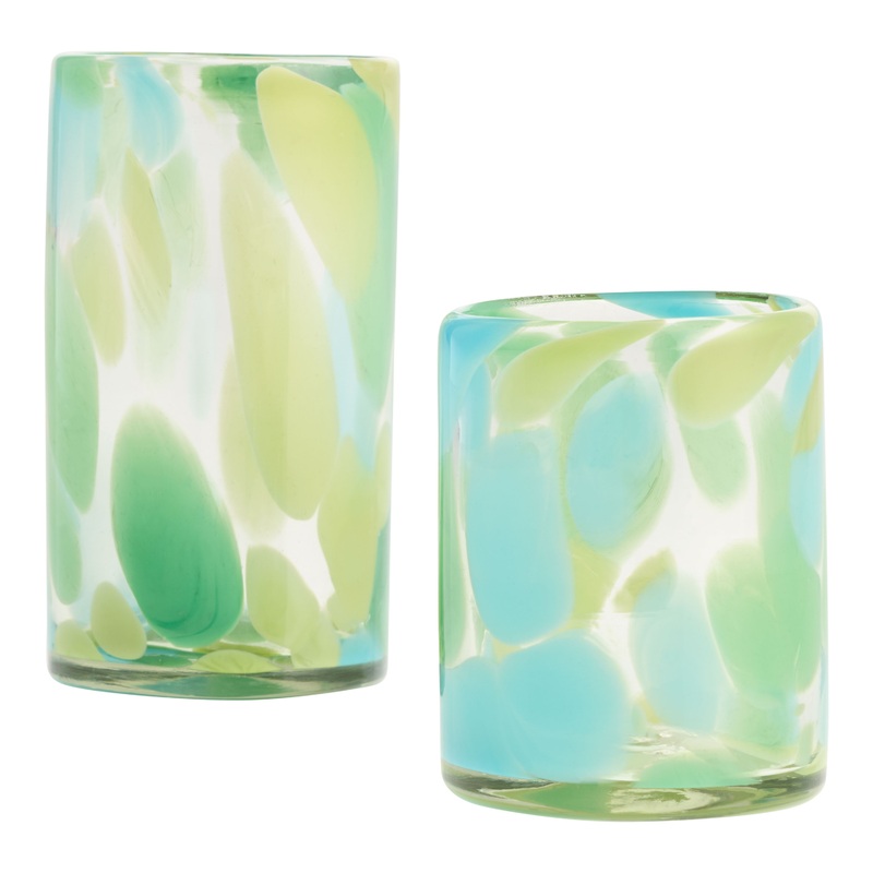Carina Blue and Green Handcrafted Recycled Bar Glass