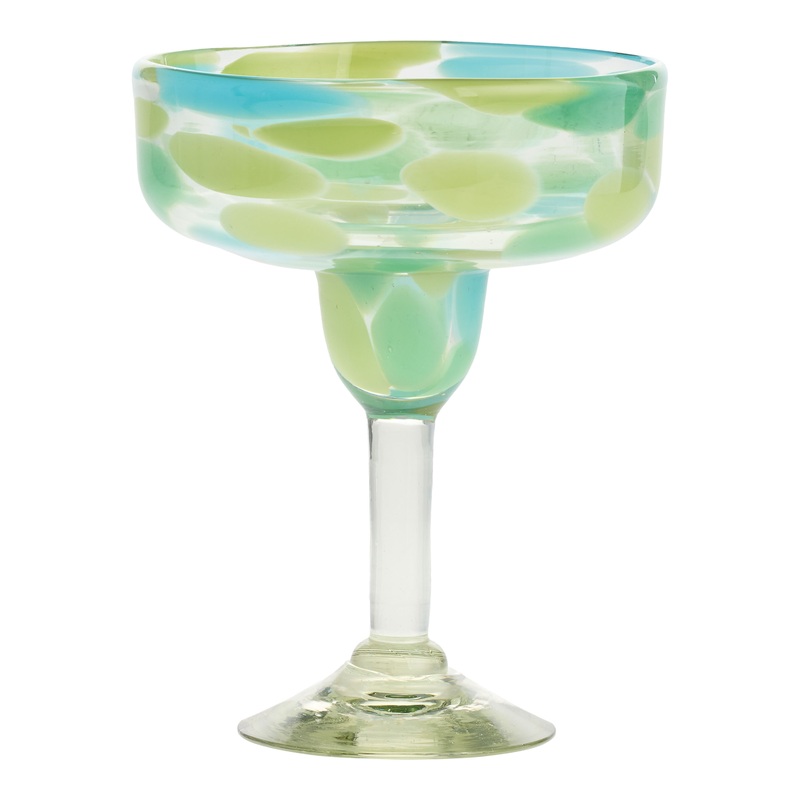 Carina Blue and Green Handcrafted Recycled Margarita Glass