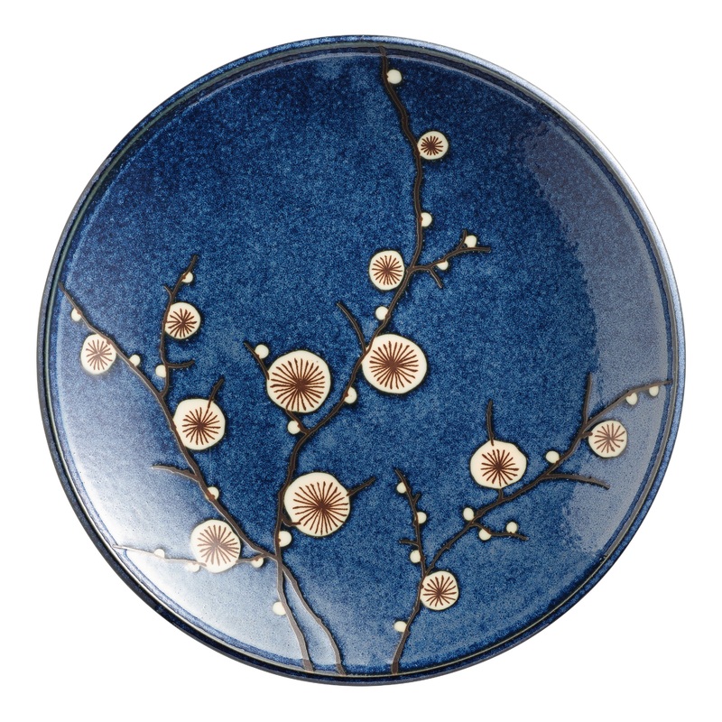 Cherry Blossom Blue Porcelain Dinner Plate Set Of 6