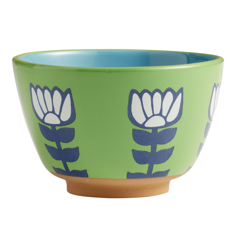 Green And Blue Scandi Flowers Bowl