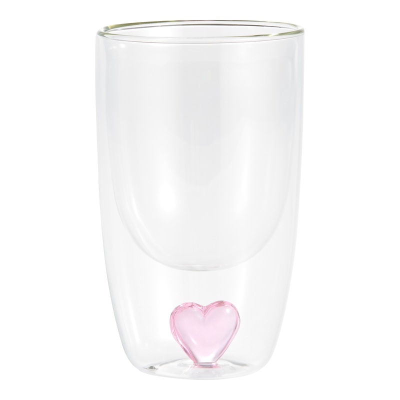 Icon Pink Heart Double Wall Highball Glass