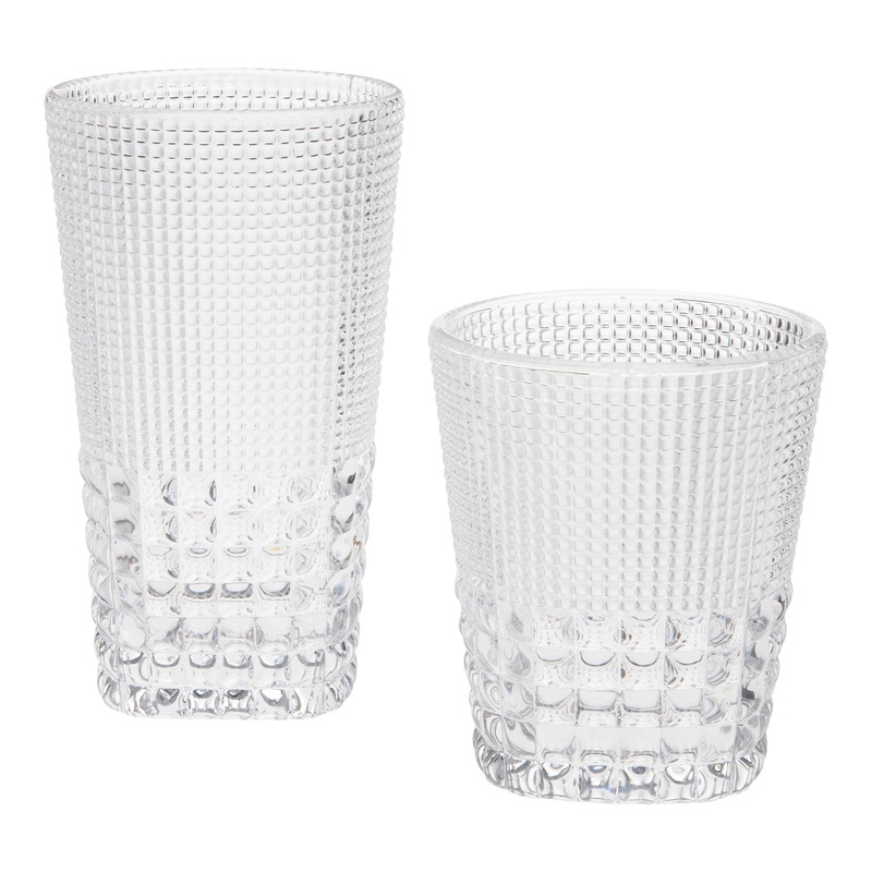 Malcom Pressed Checkered Bar Glass