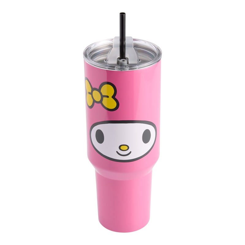My Melody Pink Stainless Steel Drink Tumbler with Straw
