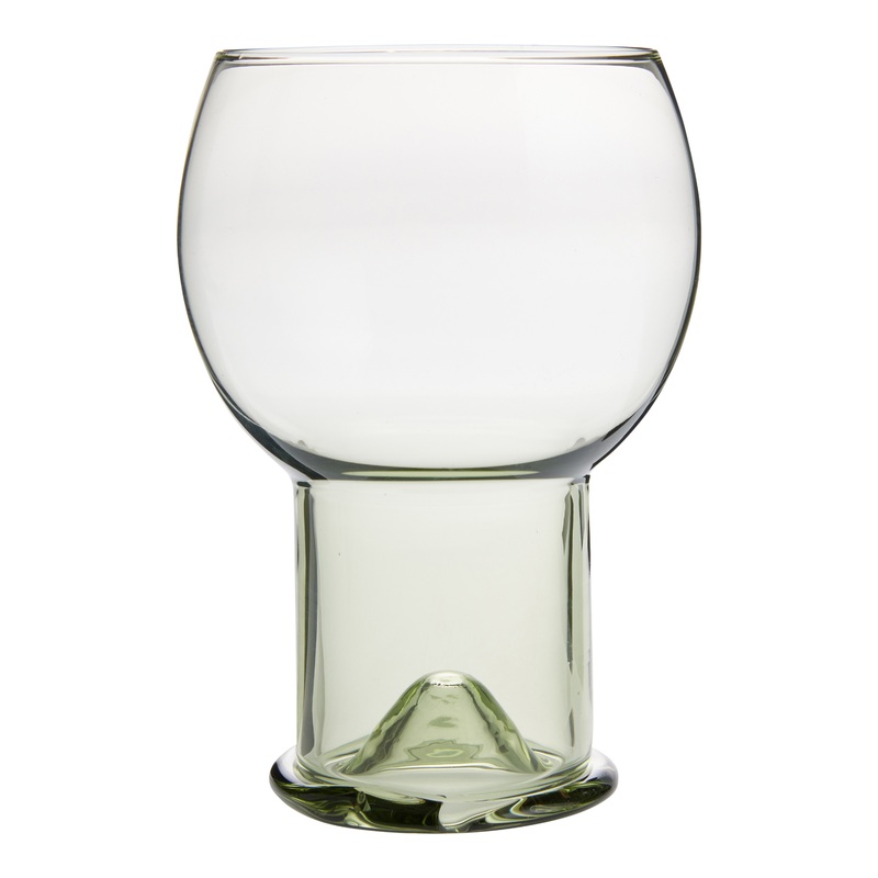 Olive Green Retro Pedestal Cocktail Glass
