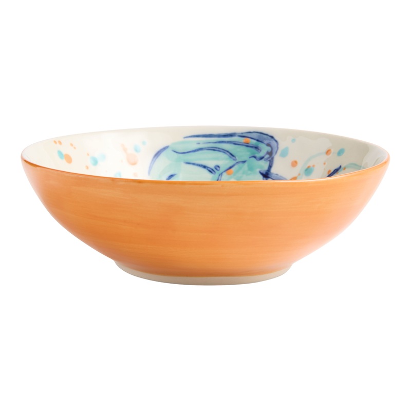 Orange and Blue Jellyfish Splatter Hand Painted Bowl