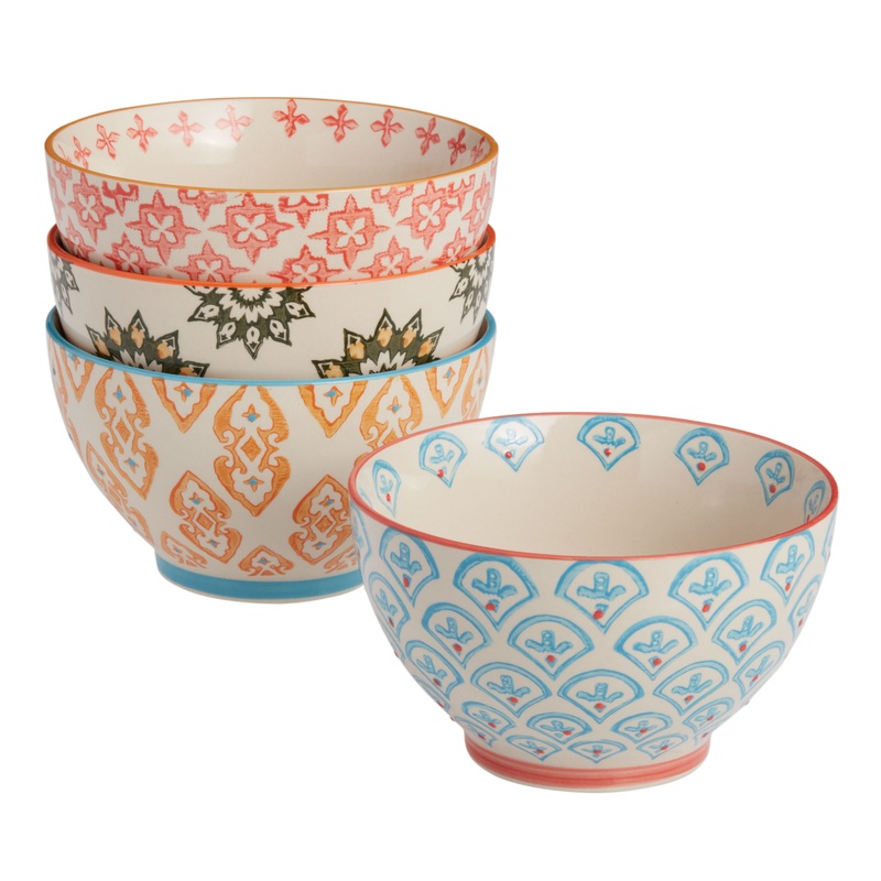 Pad Print Noodle Bowl Set Of 4