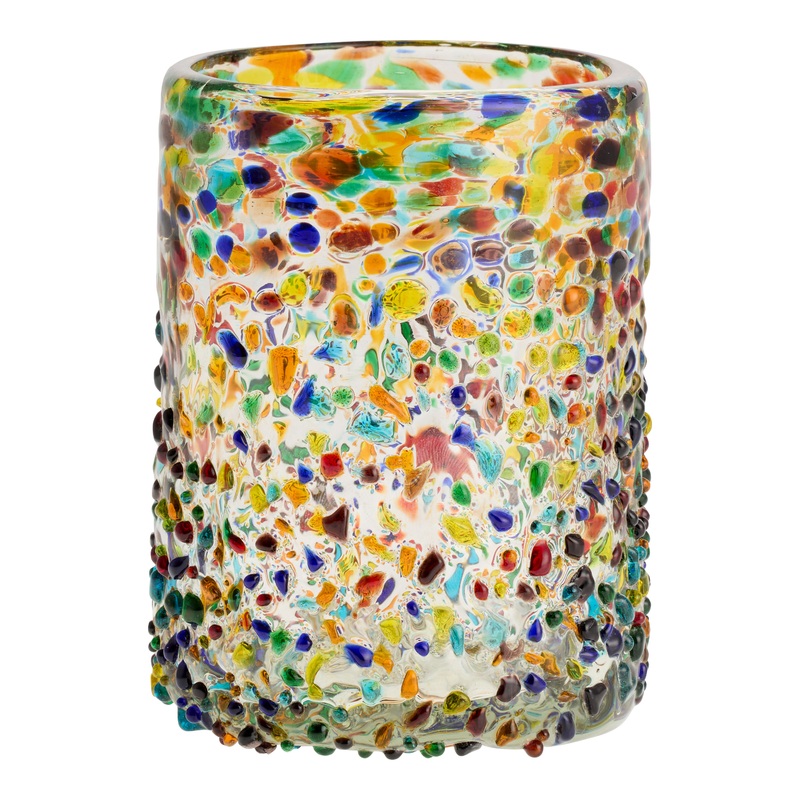 Pinata Confetti Handcrafted Recycled Double Old Fashioned Glass