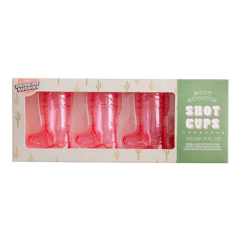 Pink Cowboy Boot Shot Glasses 4 Pack
