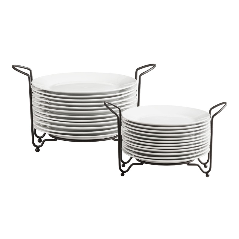 Porcelain Plates With Stacking Rack 12 Piece Set