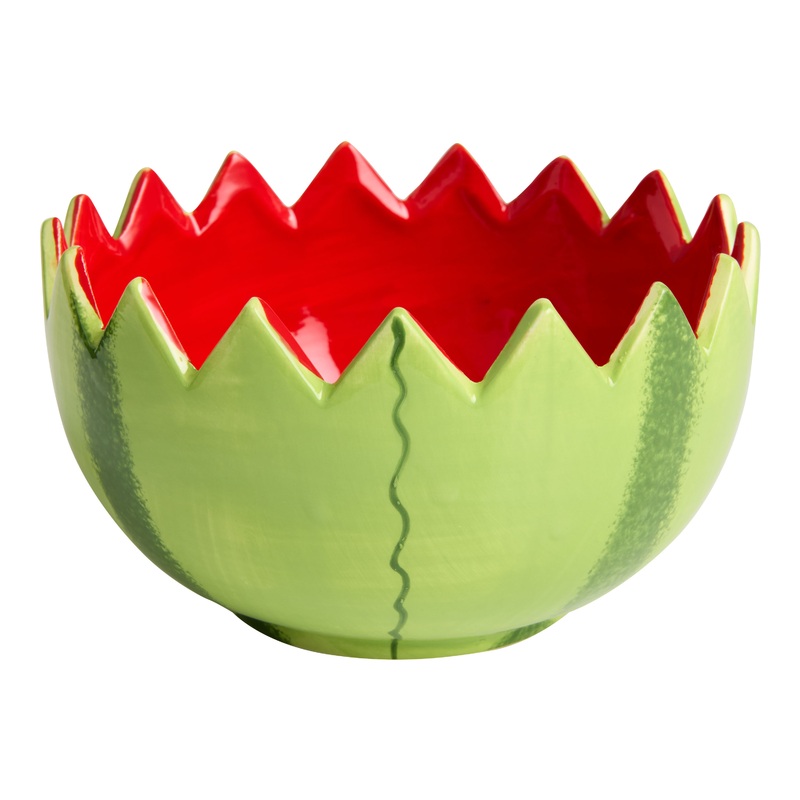 Red and Green Watermelon Hand Painted Figural Bowl