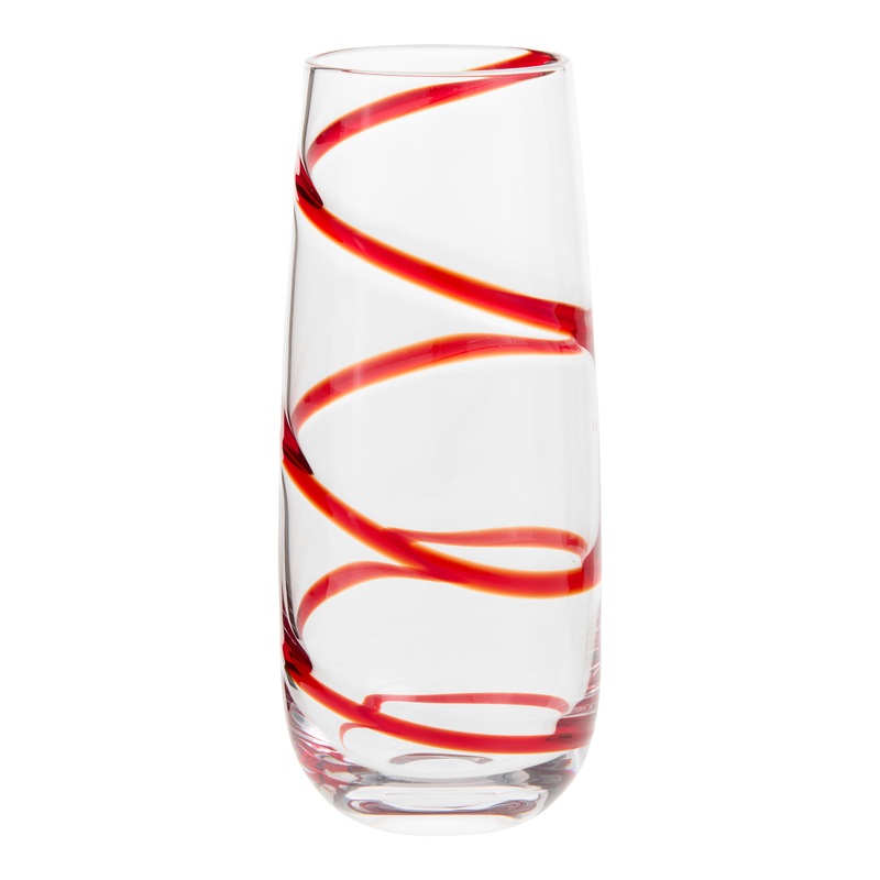Red Swirl Handcrafted Stemless Champagne Flute