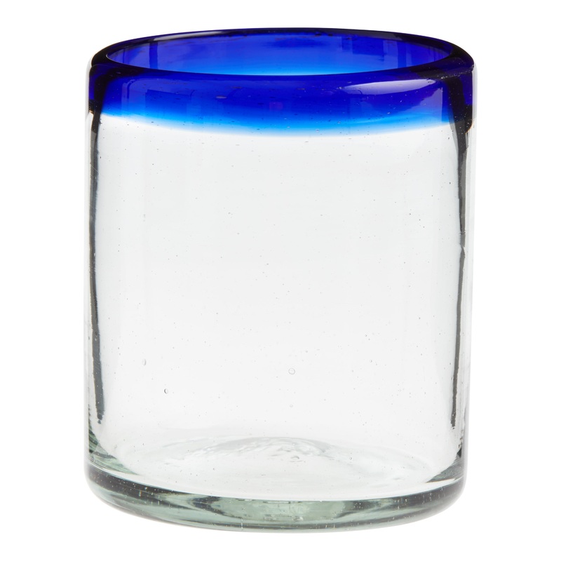Rocco Blue Handcrafted Recycled Double Old Fashioned Glass