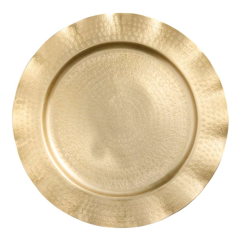 Round Gold Metal Hammered Charger Plate
