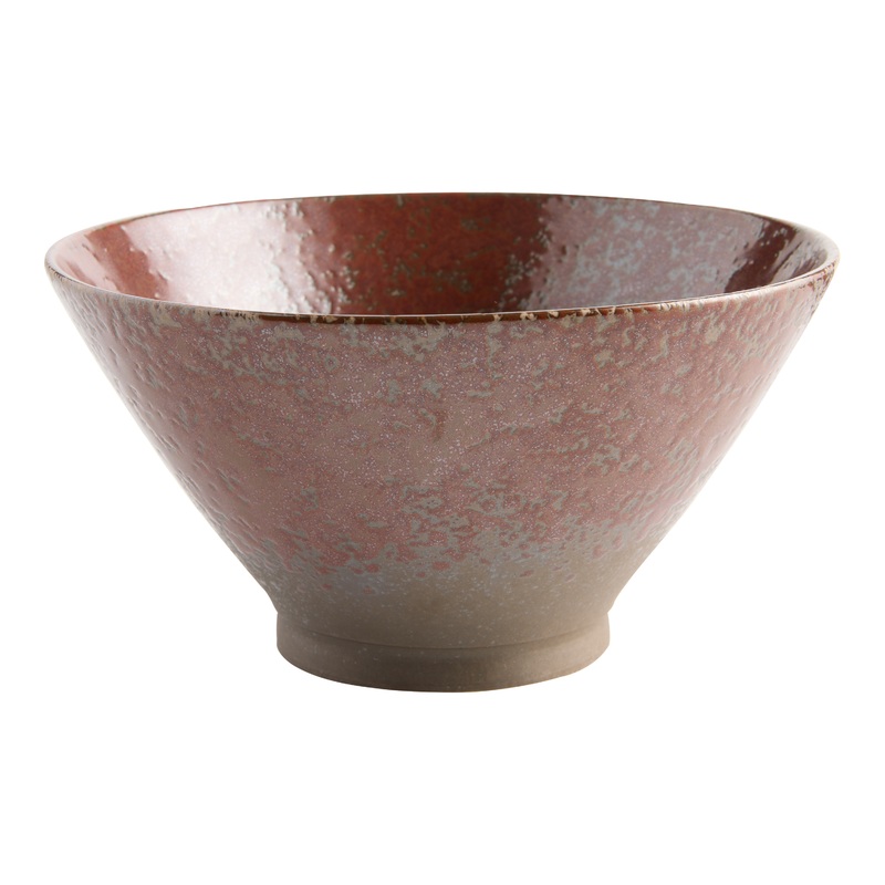 Textured Reactive Glaze Footed Noodle Bowl