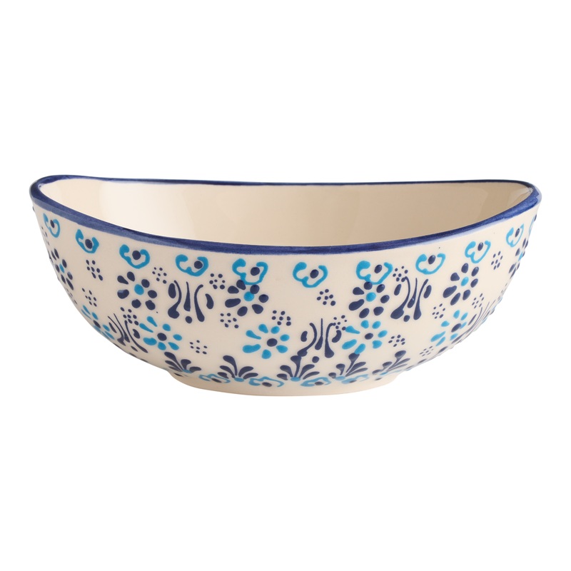 Turkish Artisan Oval Floral Hand Painted Bowl