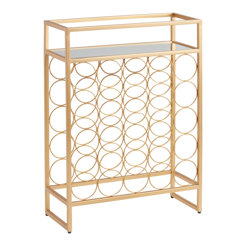 Cole Antique Brass Mirrored 25 Bottle Wine Rack