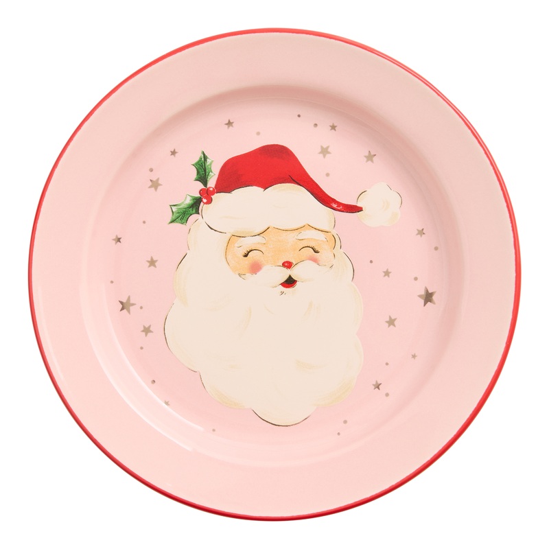 Coming to Town Pink Santa Appetizer Plate