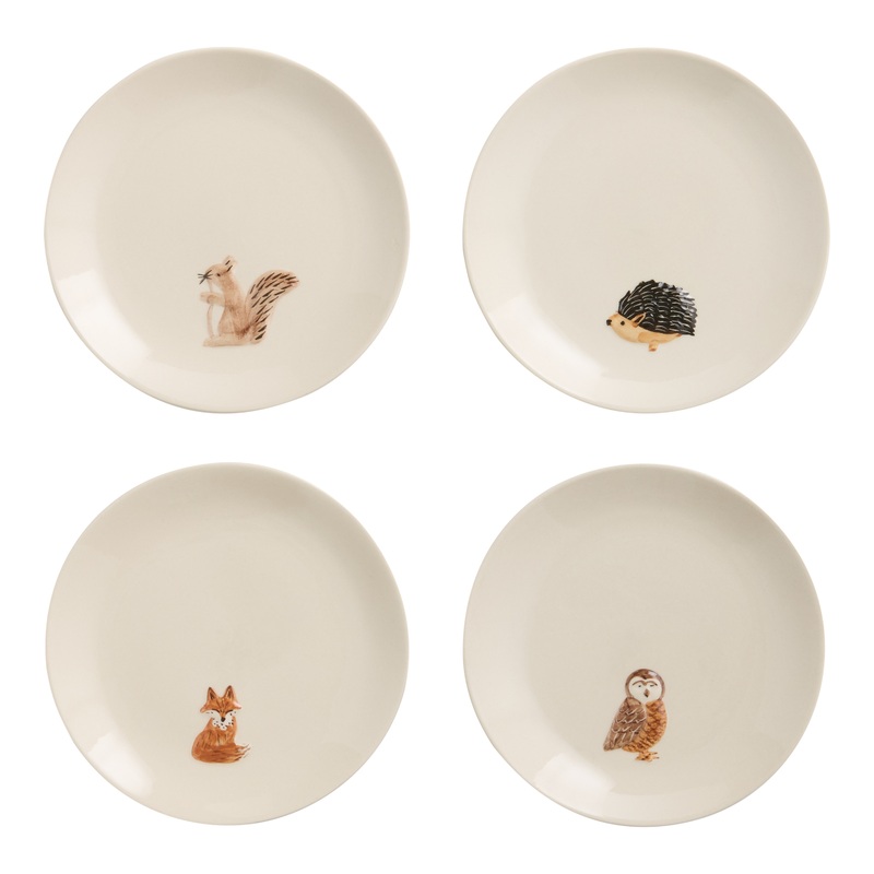 Cream Harvest Critters Hand Painted Appetizer Plate Set of 4
