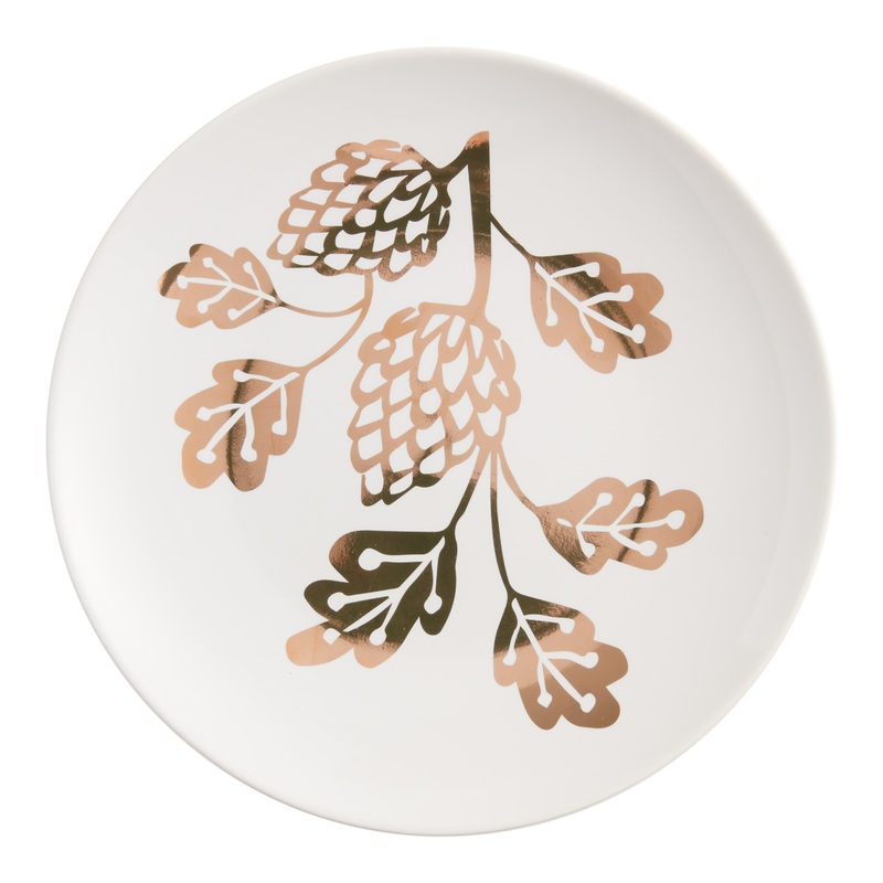 Dark Gold Pinecone Branch Salad Plate