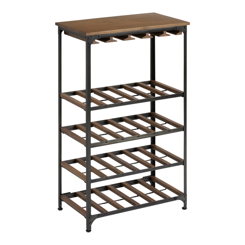 Erika Metal And Wood 24 Bottle Wine Rack