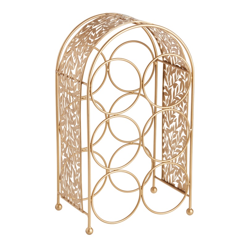 Gold Metal Botanical 6 Bottle Wine Rack