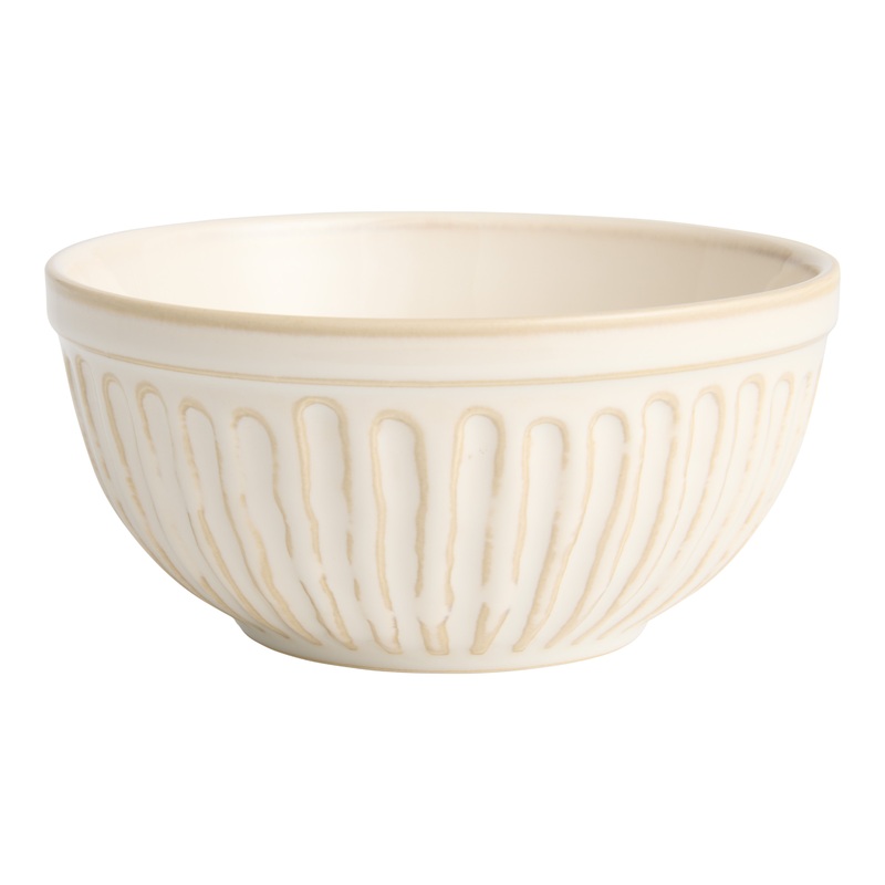 Hudson Small Off White Reactive Glaze Ribbed Bowl