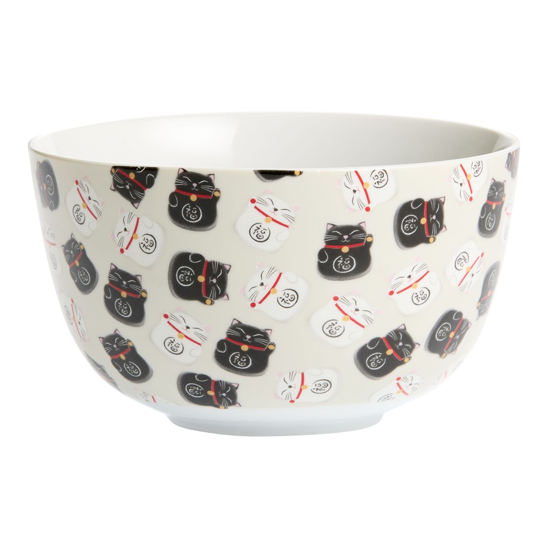 Lucky Cat Porcelain Noodle Bowl