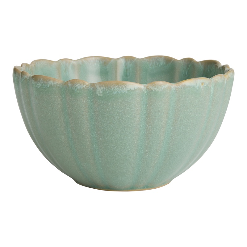 Mint Scallop Rim Speckled Bowl