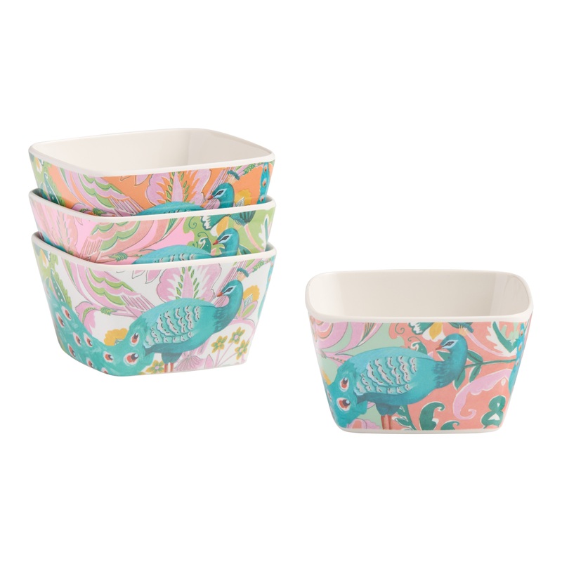 Multicolor Boho Blooms Peacock Melamine Mini Bowls 4 Pack