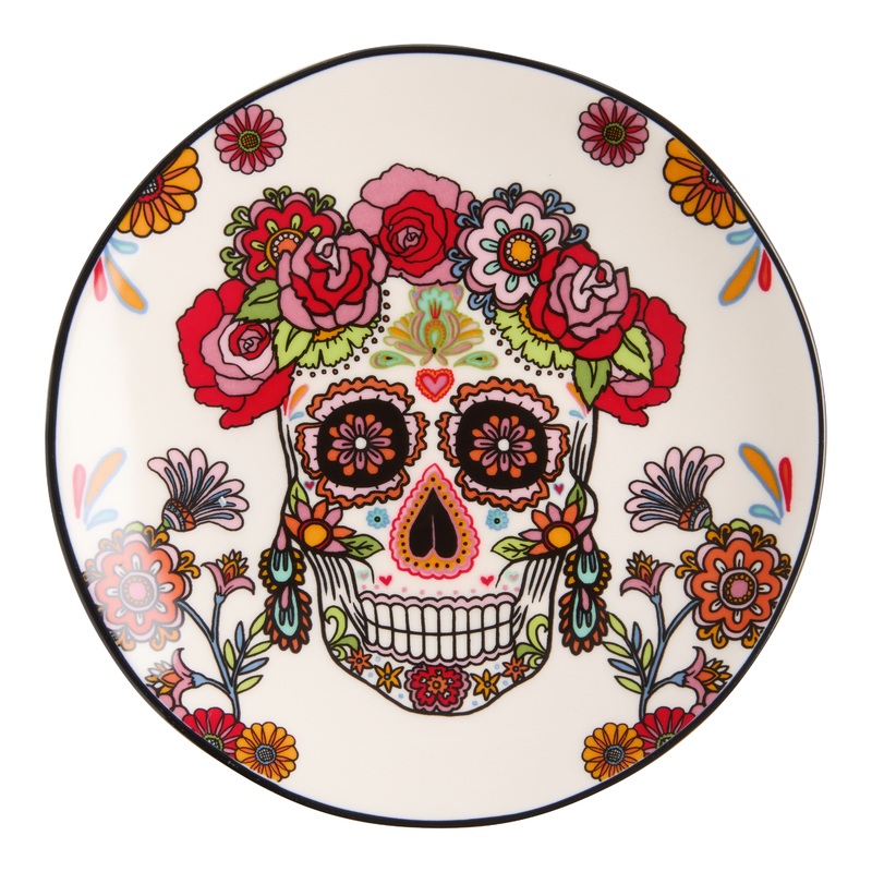 Multicolor Sugar Skull Hand Painted Appetizer Plate